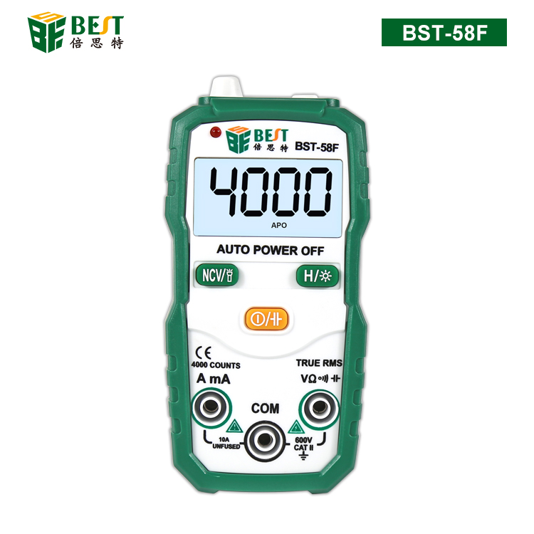 BST-58F 全自動量程萬用表 無需撥檔智能識別數(shù)字萬用表 家用迷你電工儀表