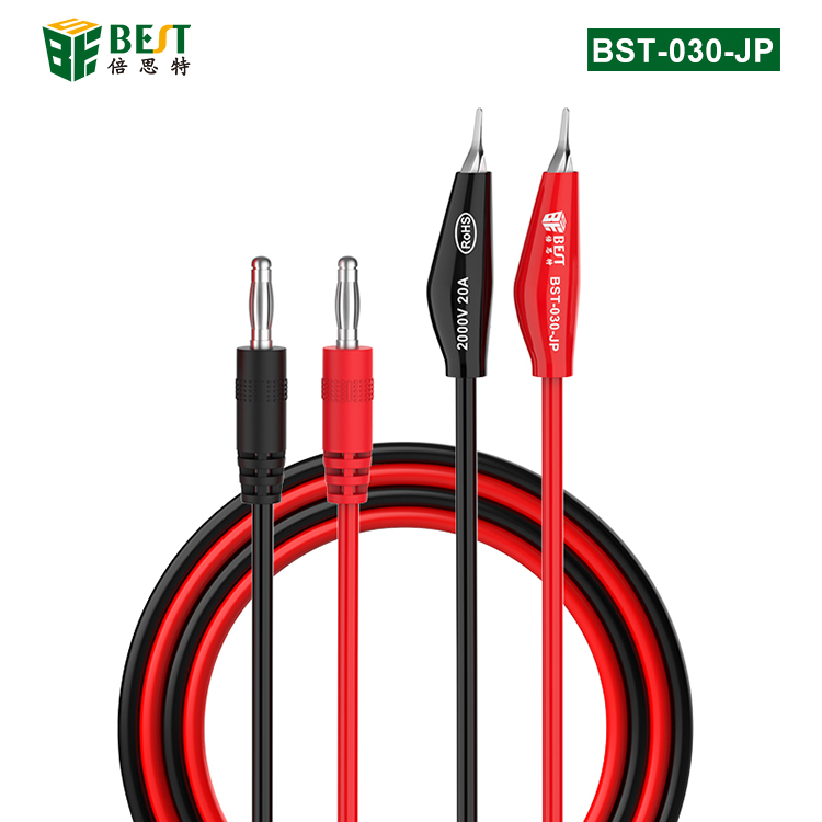 BST-030-JP 超導(dǎo)傳輸香蕉頭轉(zhuǎn)海豚夾測試線 電力測試線 高壓電源夾子 萬用表插頭 香蕉頭導(dǎo)線 海豚夾純銅帶線試驗(yàn) 夾子線 2000V20A大電流