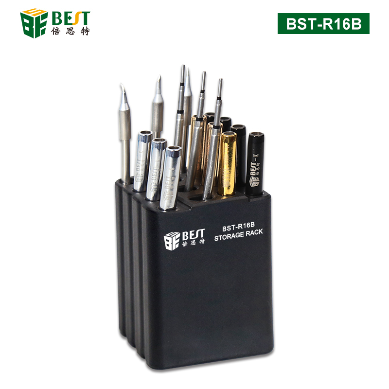BST-R16B 小工具發(fā)熱芯螺絲刀分類(lèi)收納架 16個(gè)孔位分類(lèi)擺放 拿取方便 耐高溫阻燃防摔防爆 烙鐵頭收納盒 塑料置物架